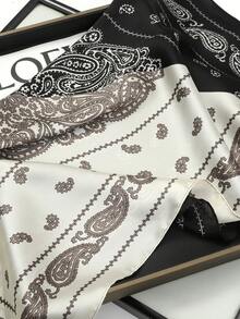 1pc Paisley Print Women's Headscarf, Fashion Headband Suitable For Styling - Black and White - View 7