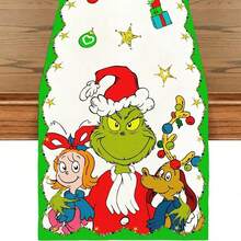 The Grinch 1pc Green Monster Christmas Table Runner, Merry Christmas Tablecloth, Christmas, Winter Holiday, Home, Kitchen, Dining Room, Table Decor, 13x72 Inches - Multicolor - View 10