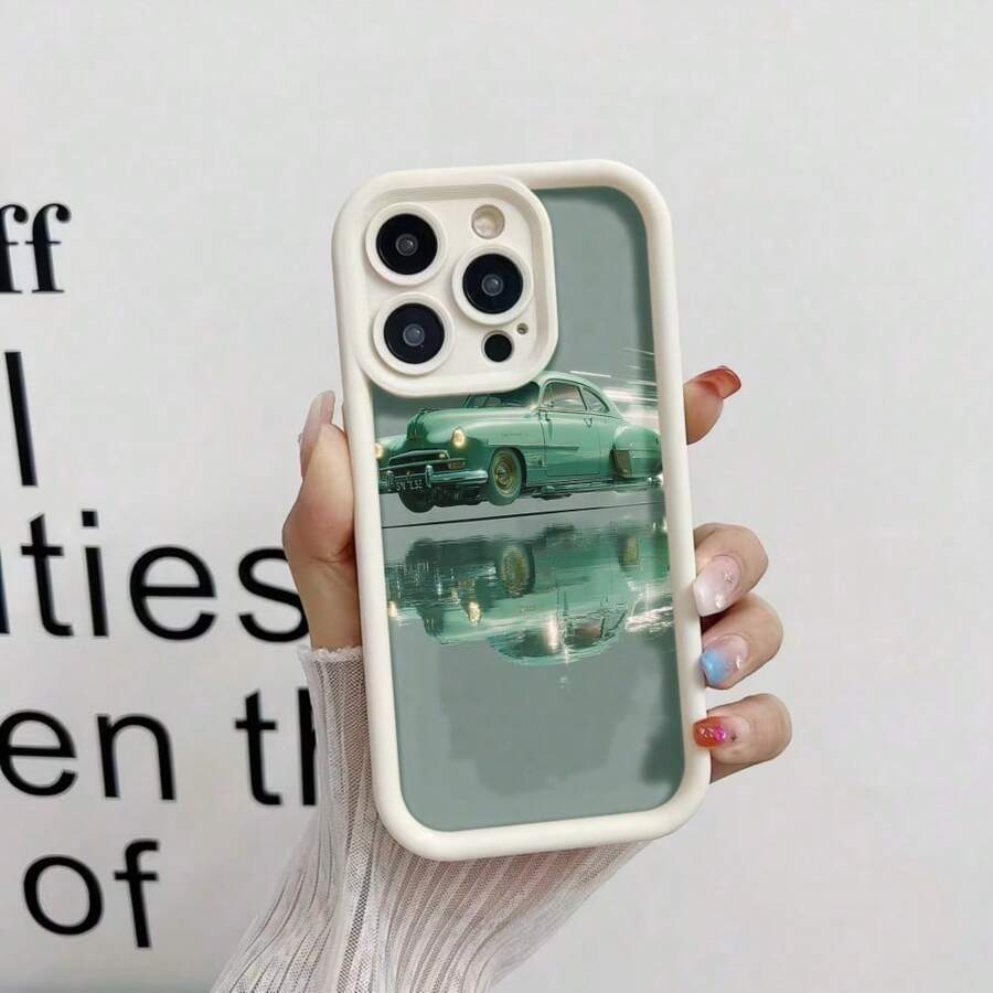 Phone Case With Black Border And Classic Green Car Design For 13 Pro, Protective Case With Retro Print For Everyday Use And Travel - Multicolor 2 - View 1