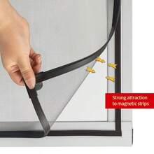 Lưới chống muỗi cửa sổ nam châm DIY 2026, rèm voan trong suốt tàng hình, bảo vệ chống côn trùng và ruồi theo yêu cầu, có khóa cài, chống gió - Từ tính đen - Xem 7