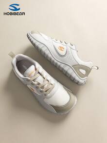 HOBIBEAR 2026 Nouvelles chaussures décontractées à lacets basses pour femmes, toutes saisons, chaussures de course confortables et respirantes (taillent petit, suggérer une taille au-dessus pour les pieds larges), chaussures de sport décontractées pour femmes - Beige - Voir 5