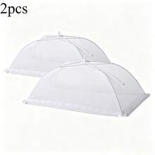 2/1pc White Foldable Food Cover, Breathable Mesh Dust-Proof And Fly-Proof Cover For Home Kitchen Cooked Food, Fruits And Vegetables - Multiple Styles - View 8