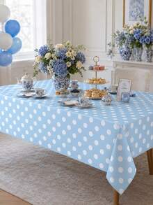 1 Stück rechteckige rosa-weiße Polka-Dot Tischdecke, süße klassische Retro-Dekoration, knitter- und verblassungsbeständig, wiederverwendbar, eleganter Tischschutz für Geburtstag, Bankett, Hochzeit, Brautparty, Picknick, Feiertage, Innen- und Außenbereich, Party-Essensdekoration - Verschiedenfarbig - Übersicht 4