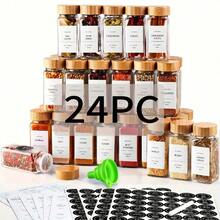 15/24pcs Spice Jars With Label Paper And Lid, 4oz, Spice Empty Bottles With Collapsible Funnel, Glass Condiment Containers, Storage Jars, Commercial Restaurant Kitchen Accessories, Kitchen Condiment Jars - 24pcs - View 5