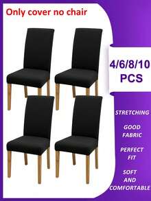 Funda para silla lisa de 4 piezas/6 piezas/8 piezas/10 piezas, fundas elásticas de poliéster desmontables para sala de estar, comedor, dormitorio, para todas las estaciones - Caqui - Ver 2