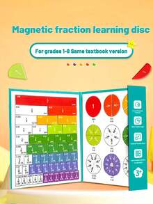 Kids Magnetic Fraction Learning Disc Educational Toy, Foldable Fraction Tiles Manipulative Book, Elementary Math Homeschool Teaching Tool, Perfect Birthday Holiday Gift For Boys Girls Ages 3+ - Multicolor - View 2