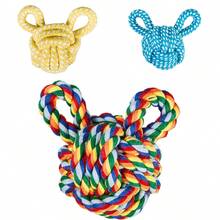 Dog Rope Knot Chew Toy With Corn Bone And Round Ball, Bright Colors To Easily Attract Pet Attention. Durable And Bite-Resistant, Helps Relieve Stress, Clean Teeth And Prevent Oral Problems. Interactive Rope Knot Toy Suitable For Puppies, Small And Medium Dogs. Dogs Stuff/Dog Toy - Multicolor - View 16