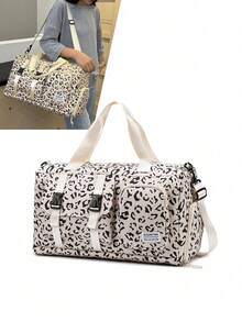 Bolso de viaje, bolso de equipaje, de gran capacidad, con separación seca y húmeda, para negocios, para viajes, para el hospital, de nailon color morado, para maleta, bolso de fin de semana, - Beis 2 - Ver 3