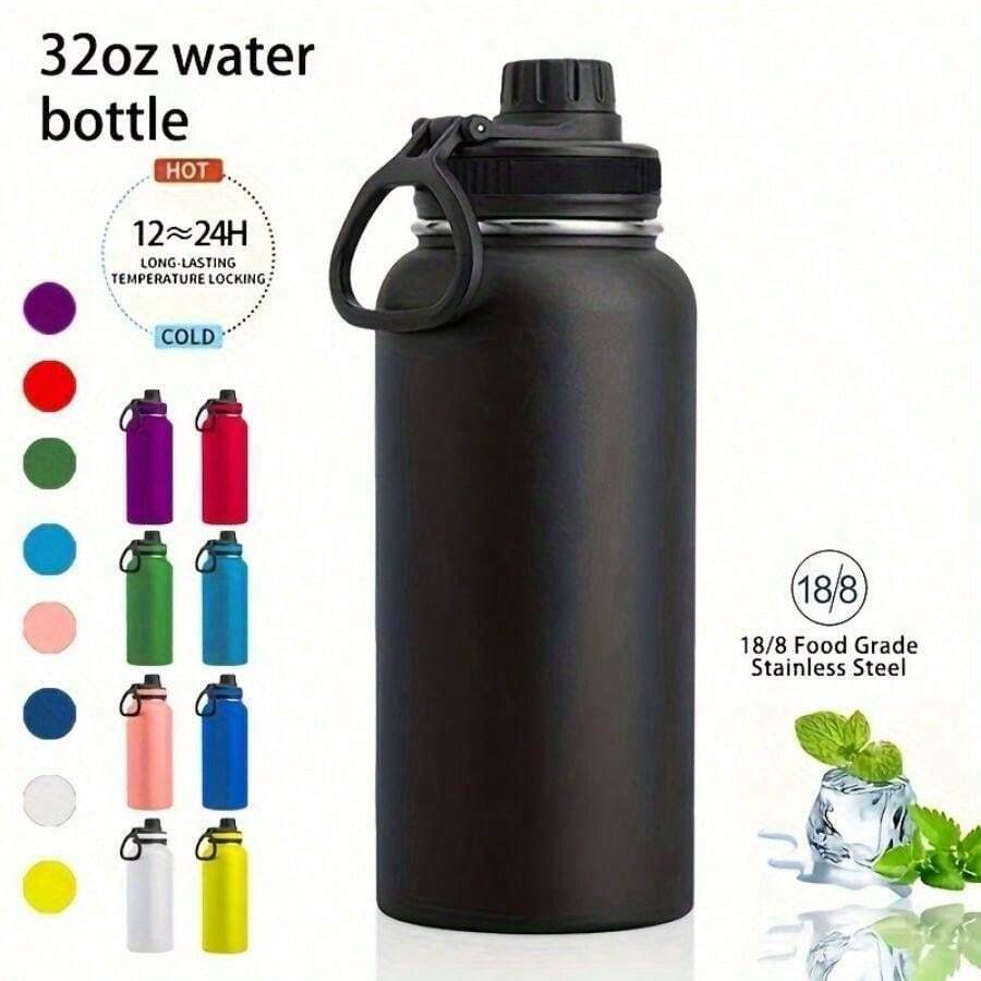 1 pieza Botella de agua aislada de acero inoxidable de 32 onzas, para deportes y actividades al aire libre, también un gran regalo para Navidad, vacaciones y temporada de regreso a clases