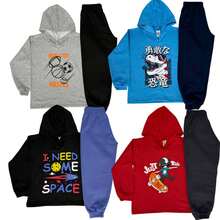 Kit 6 Peças Moletom Menino Infantil Juvenil com Capuz  Conjunto Macío Moletom 1 ao 14 - Multicolorido - Visão 3
