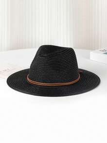 1 Pc Summer Sun Protection Straw Hat For Women, Sunshade For The Beach, Straw Hat For Outdoor Activities On The Sand, Panama Hat - Multicolor - View 9