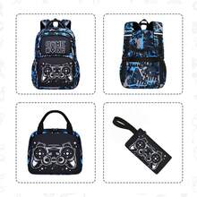 3-Piece Fashion Backpack + Tote Bag + Small Pouch Set, Game Controller Print, Dual Zipper Closure, Large Capacity Backpack, Suitable For School, Travel, Beach, Camping, Daily Commute - Multicolor - View 6