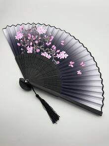 3-60件組黑色花卉摺扇伴手禮套組 竹製手扇附白色歐根紗袋、黑色蝴蝶結與流蘇 櫻花婚禮賓客伴手禮 新娘送禮 伴娘禮物 夏季婚禮派對用品 - 黑白 - 查看 3