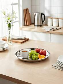 Thickened Stainless Steel Disc With Hammered Texture For Anti-Slip And Wear Resistance, Available In Multiple Sizes. Its Glossy Surface Is Easy To Clean, Sturdy And Durable, Suitable For Hotel Buffets, Restaurants, Household Use And More. - Multiple Specifications - View 3