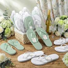 Unittype - 48 pares de chanclas a granel para invitados de boda, hotel, con tarjetas de tamaño y bolsas para boda, playa y piscina - Blanco, verde claro - Ver 4