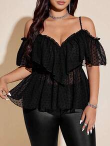 Viva Relle Camisa Sexy Talla Grande con Hombros Descubiertos y Espalda Descubierta - Morado - Ver 7