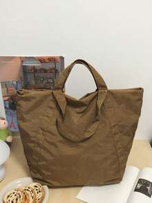 1件 60cm*24cm*48cm 大容量托特包，復古手提肩背包，手提托特包，肩背托特包，購物袋，收納袋，行李袋，旅行包，手提包，通勤包，學生校園收納包，開學季適用，適合通勤、學生、購物、度假、旅行、禮物等 - 彩色 - 查看 9