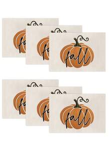 Autumn Harvest Festival Pumpkin Maple Leaf Heat-Insulated Placemats, Hello Autumn Thanksgiving Linen Placemats, Stain-Resistant Placemats, Suitable For Home Dining Room And Restaurant, Table Decoration, Home Decor 4pcs/6pcs/18pcs - Multicolor - View 7