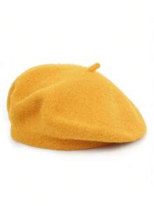1pc Unisex Retro Solid Color Beret Hat, Suitable For Spring And Autumn, French Vintage Wool Felt Hat, Multiple Colors Available, Fashionable Minimalist Artist Style Hat, Classic Design, Summer, Beach - Multicolor - View 34