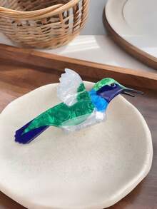 1 Stück Vintage irisierende vogelformige Haarspange, künstlerische Marmormuster Acetatfaser Haarklammer, Damen Hochsteckfrisur Haarzubehör, einzigartiger Urlaubsstil Ästhetik - Verschiedenfarbig - Übersicht 8