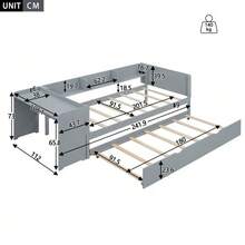 Flat Bed 90 X 200 Cm With Pull-Out Bed, Integrated Desk And Three Side Shelves, Pink. - 灰色 - 查看 5