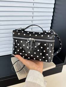 Dedoo Solid Color Litchi Texture PU Square Women's Crossbody Bag Small Wallet Daily Fashion Accessory - Black - View 3