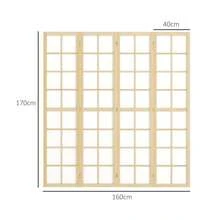 Folding Screen With 4 Panels, 160 X 170 Cm, Room Divider, Privacy Screen, Freestanding Partition For Living Room, Natural Finish - White - View 7