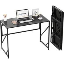 Elephance - Computadora Plegable para Oficina en Casa, Computadora de Estudio sin Montaje, Mesa Plegable para Espacios Pequeños - Marrón rústico - Ver 1