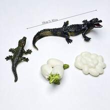 鱷魚成長週期實心塑膠動物模型玩偶，兒童動物公仔，兒童禮物 - 墨綠色 - 查看 2