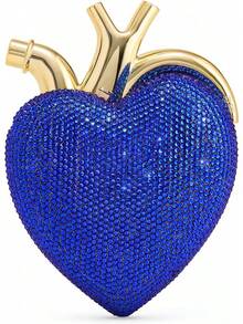 Maren - Bolsa de vidrio artificial con forma de corazón para mujer - Azul de cobalto - Ver 7