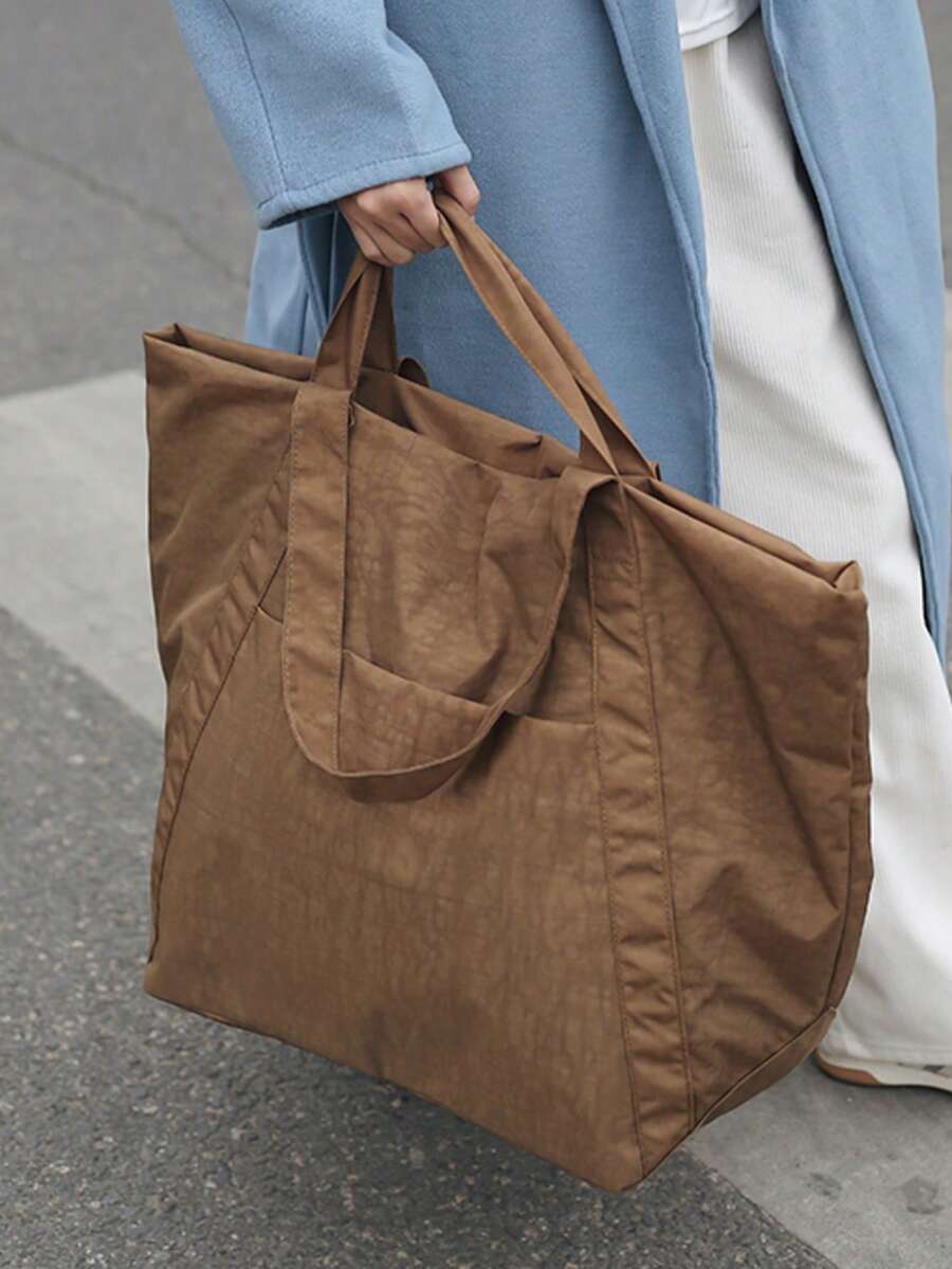 1件 60cm*24cm*48cm 大容量托特包,復古手提肩背包,手提托特包,肩背托特包,購物袋,收納袋,行李袋,旅行包,手提包,通勤包,學生校園收納包,開學季適用,適合通勤、學生、購物、度假、旅行、禮物等 - 彩色 - 查看 1