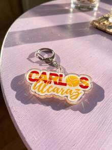 4pcs Carlos Alcaraz Tennis Star Pattern Keychains, Sports Cartoon Style Acrylic Material, Suitable For Bags, Keys, Wearing, Parties And Gifts - Multicolor - View 6
