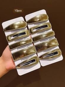 10pcs Gold Fashion Sweet Style Elegant BB Hair Clips Suitable For Daily Use - Multicolor - View 6