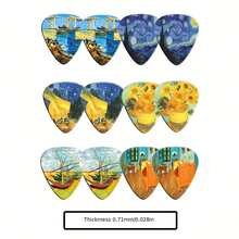 Set 12 Buah Pick Gitar Gaya Van Gogh | Bahan ABS Cetak Warna Dua Sisi | Kompatibel dengan Berbagai Instrumen Gitar/Gitar Listrik/Bass | Aksesori Musik Koleksi Seni | Hadiah Kreatif untuk Pecinta Musik - MultiWarna - View 10