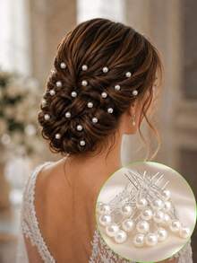 topshiny 20 pièces Pinces à cheveux de mariée avec strass scintillants, accessoires de chignon élégants en cristal, pinces de fixation pour chignon floral pour la coiffure de mariage et de bal de promo pour femmes - Transparent - Voir 6