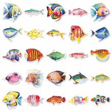 50張卡通魚貼紙，海洋生物水下世界裝飾貼紙，文具裝飾貼紙，滑板行李裝飾貼紙，手帳素材，獨特禮物封口貼紙 - 彩色 - 查看 7
