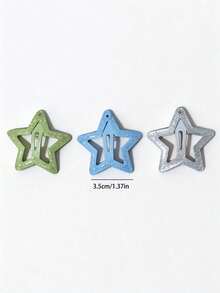 10/20/50pcs Girls Shiny Colorful Five-Pointed Star Hair Clips - Simple Cute Glitter Star Snap Clips - Suitable For Bangs Hair Accessories, Student Gifts, Daily Wear - Multicolor - View 3