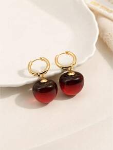 1 Pair Black-Red Gradient Glossy Cherry Shaped French Ear Cuffs - Red - View 8