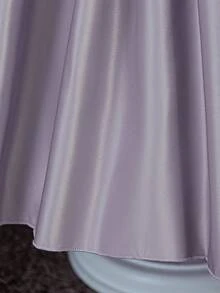 Tween Girls Spaghetti Strap Back Tie Satin Elegant Front Short Back Long Train Stage Dress Suitable For Party, Headband Not Included - Dusty Purple - View 9
