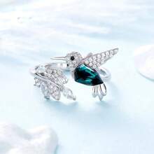 1pc Adjustable Elegant Hummingbird Ring, Glass Filled, Suitable For Women, Ideal For Engagement, Wedding And Other Occasions - Bird - View 2