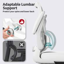 TRALT Sillas de Escritorio - Silla Ergonomica Escritorio - Sillas Ejecutiva para Escritorio con Soporte Lumbar - Silla Ergonomica de 330 Libras - Silla de Oficina Gamer para Casa (Azul Profundo) - Blanco Nube - Ver 5