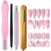 4PCS Multi-Function Cat Eye Nail Art Tool Kit, Create Mirror & Glass Bead Cat Eye Effects, Nail Manicure Assistant Tools - Multicolor - View 1