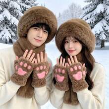2pcs Women's Winter Plush Wide Brim Knitted Bucket Hat, Warm Fuzzy Fur Hat, Suitable For Winter Outings And Versatile - Multicolor - View 10
