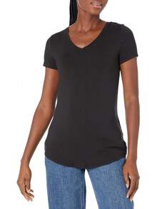 Essentials Túnica de Manga Corta con Cuello en V, Disponible en Paquetes de 2 Camisa Tipo túnica para Mujer - Azul marino - Ver 8