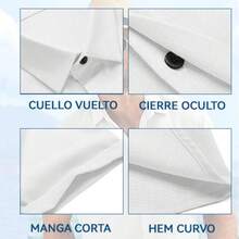 Camisas De Manga Corta con Botones para Hombre,Hombre Camisa Casual Manga Corta con Botones Ocultos,Adecuada para Playa,Trabajo,Cita. - Verde - Ver 5