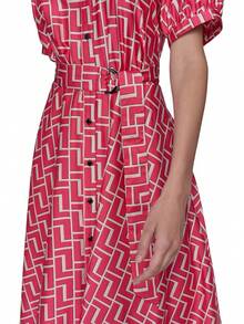 Vestido Midi Informal para Mujer con Mangas Cortas Abullonadas y Dobladillo Tipo Hanky - Combo Galleria - Ver 5