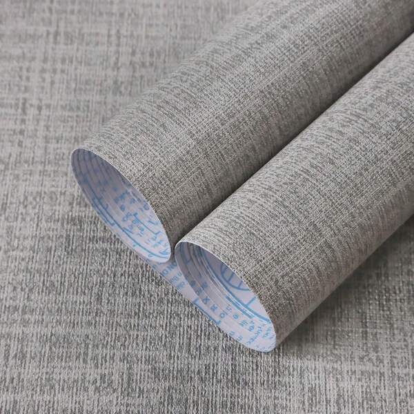Grey Fabric Pattern Self-Adhesive Wallpaper, Vintage Wall Decor, Furniture Refurbishment, Home Decoration Sticker.