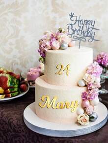 Décorations de gâteau en acrylique avec lettres et chiffres, chiffres numériques de 0 à 9 et lettres de A à Z en plaqué miroir, pour décoration d'anniversaire, mariage, fête d'anniversaire de bébé - Multicolore - Voir 3