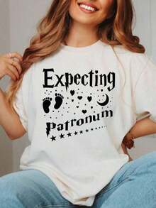 1 Piece Of 100% Cotton Summer T-Shirt For Pregnant Women, Maternity T-Shirt, Mother's Day T-Shirt, Printed T-Shirts - 白色 003 - 查看 1