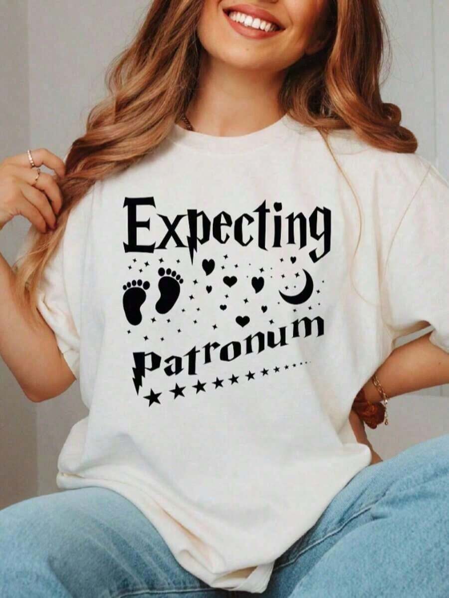 1 Piece Of 100% Cotton Summer T-Shirt For Pregnant Women, Maternity T-Shirt, Mother's Day T-Shirt, Printed T-Shirts - 白色 003 - 查看 1